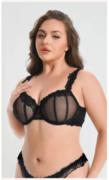 Design Lace-Trimmed Sheer Mesh Bralette in Dusty Rose Underwear - 12
