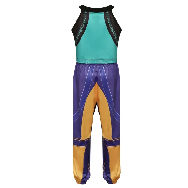 Design Graphic Crop Top and Paneled Joggers Set Multicolor Activewear - 7