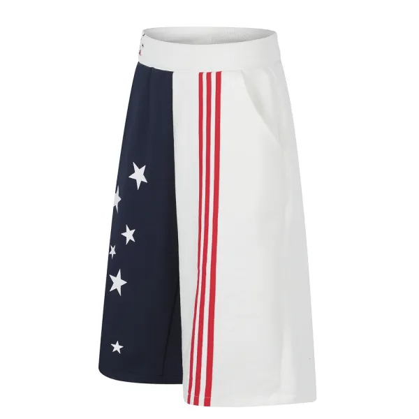 Adidas Originals Star-Striped Split Shorts Navy and White - 4