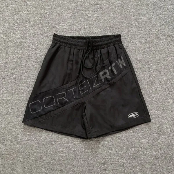 Design Mesh Panel Track Shorts Gray with Yellow and Black Stripe - 10