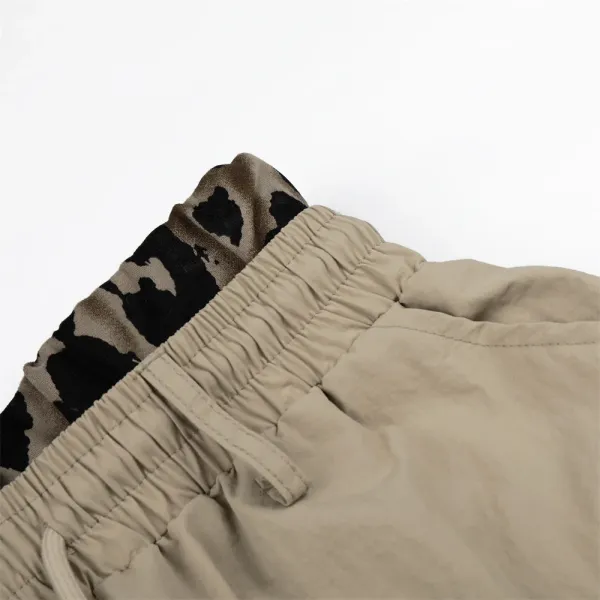 Design Wide-Leg Cargo Pants White with Leopard Waistband - 9
