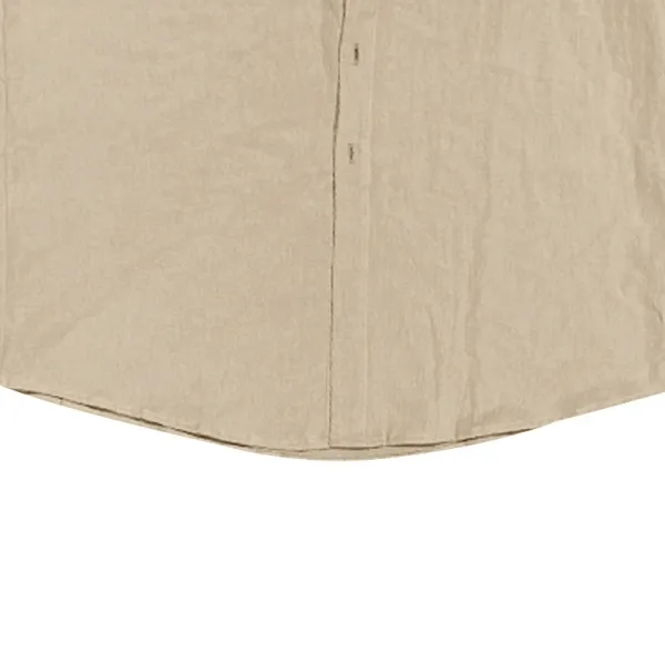 Design Linen Shirt and Drawstring Pants Set White Casual Set - 13