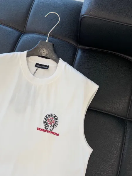 Chrome Hearts Cross Embroidered Sleeveless T-Shirt White Vest Top - 8
