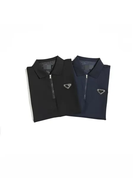 Prada Re-Nylon Zip Polo Navy Polo Shirt - 5