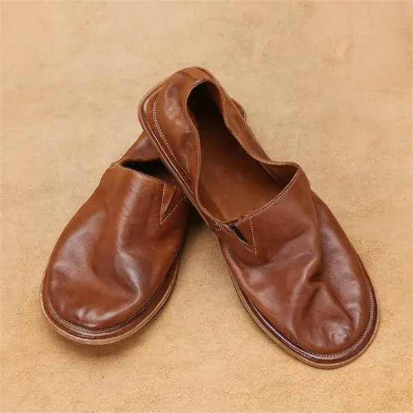 Design Slip-On Loafers Black Leather Casual Shoes - 4