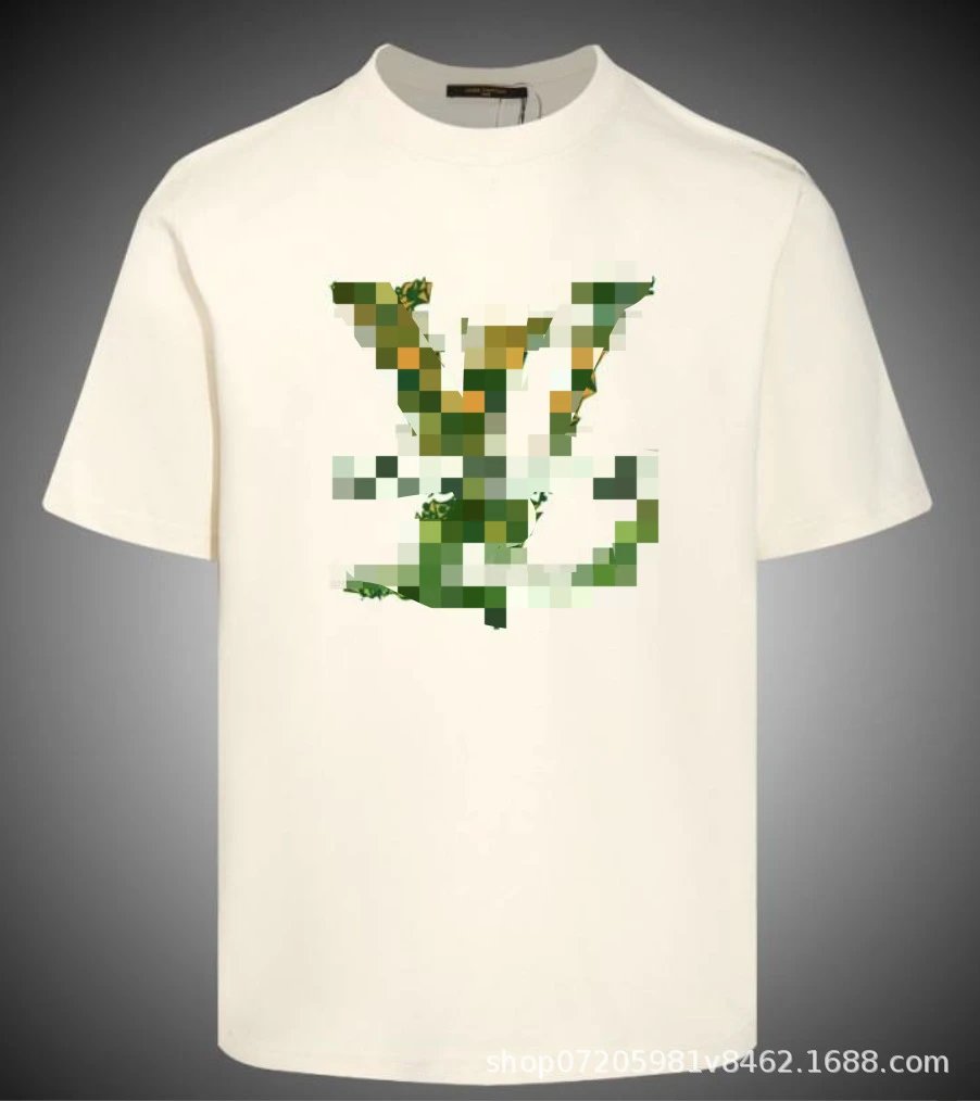 Louis Vuitton Pixelated Monogram Print Cream T-Shirt