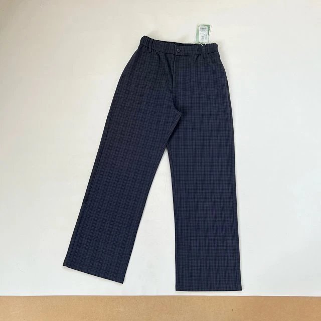 Design Wide-Leg Plaid Pants Navy - 10