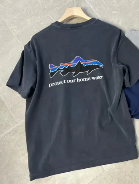 Patagonia Fish Logo 'Protect Our Home Water' Navy T-Shirt - 1