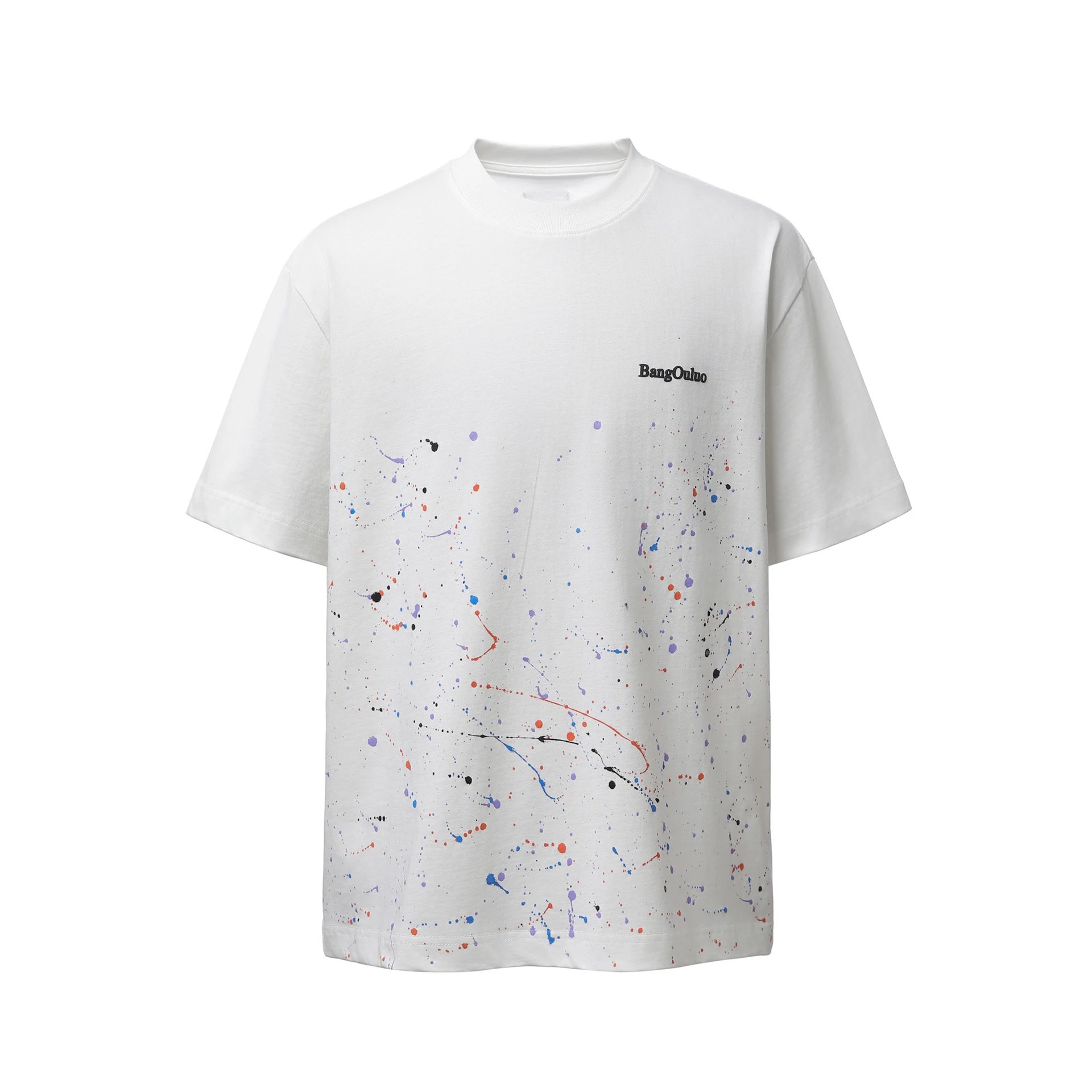 Design BangOuluo Splatter Print White T-Shirt T-Shirts - 6