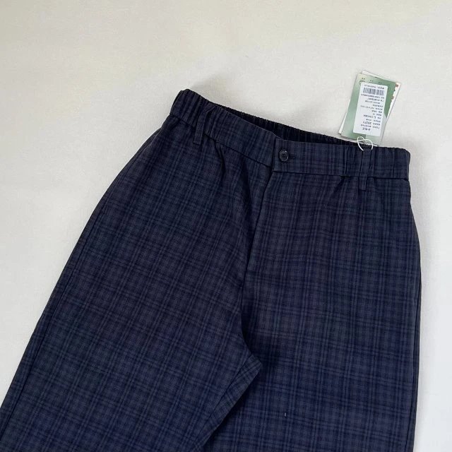 Design Wide-Leg Plaid Pants Navy - 11