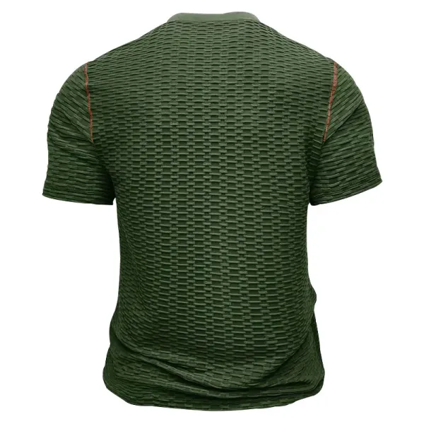 Design Henley T-Shirt Teal Textured - 23