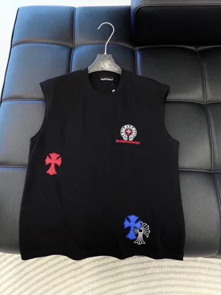 Chrome Hearts Cross Embroidered Black Sleeveless Vest Vest Top - 1