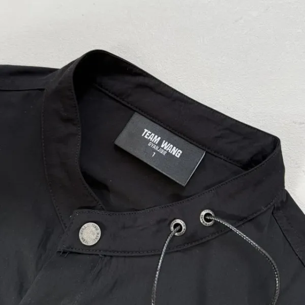 Design Black Mandarin Collar Shirt - 23