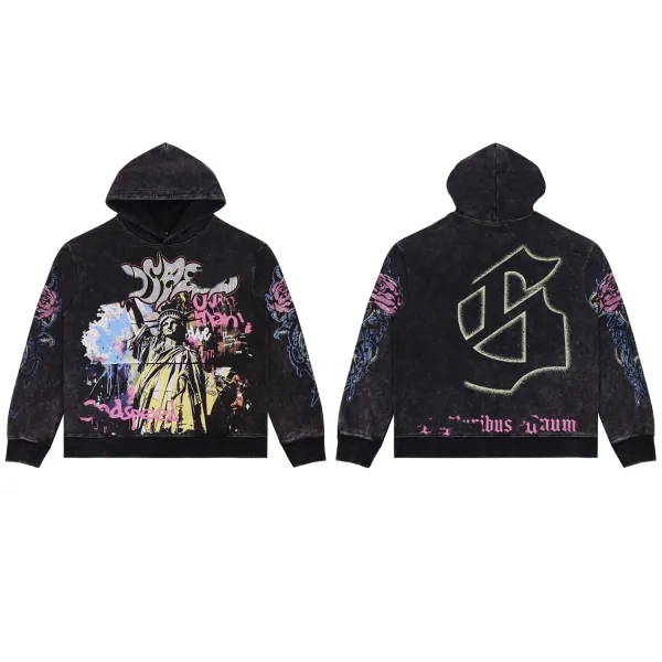 Godspeed Statue of Liberty Graffiti Hoodie Beige - 10