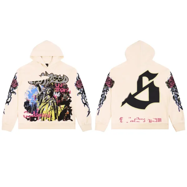 Godspeed Statue of Liberty Graffiti Hoodie Beige - 1