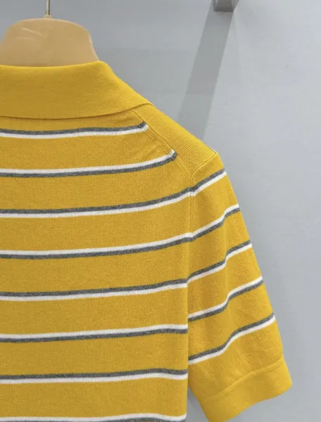 Design Striped Yellow Polo Shirt Tops Polo - 8