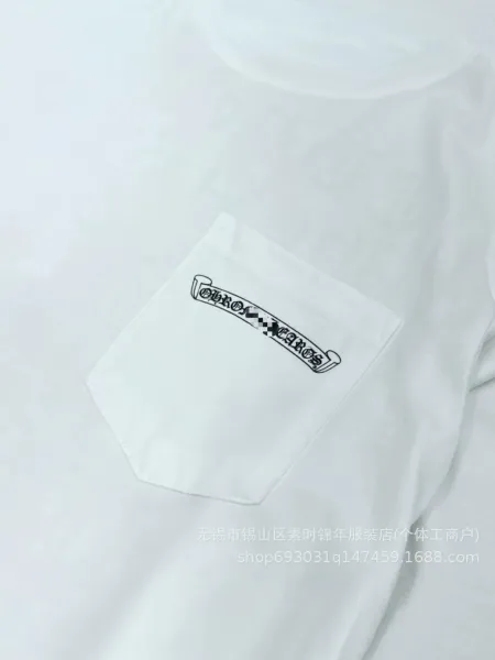 Chrome Hearts Long Sleeve Tee Black with Pink Cross and Gothic Typography T-Shirts - 4