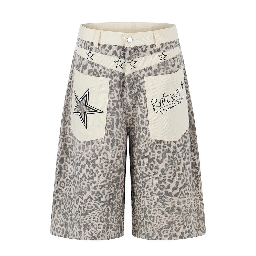 Moose Knuckles Leopard Print Star Embroidery Shorts