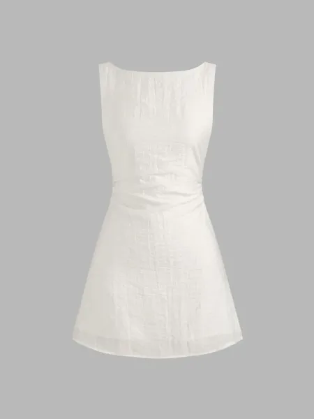 Design Sleeveless Square-Neck Ruched Mini Dress Mint Green - 11
