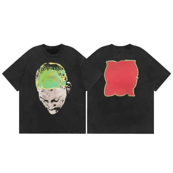 Design Graphic Hooded Face Print Black T-Shirt - 31