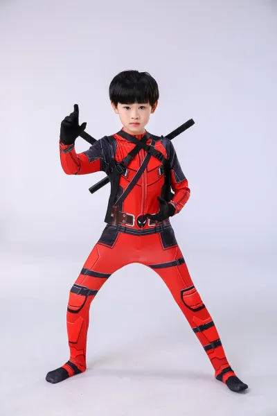 Design Deadpool Costume Red Black Full-Body Suit Clothing - 6