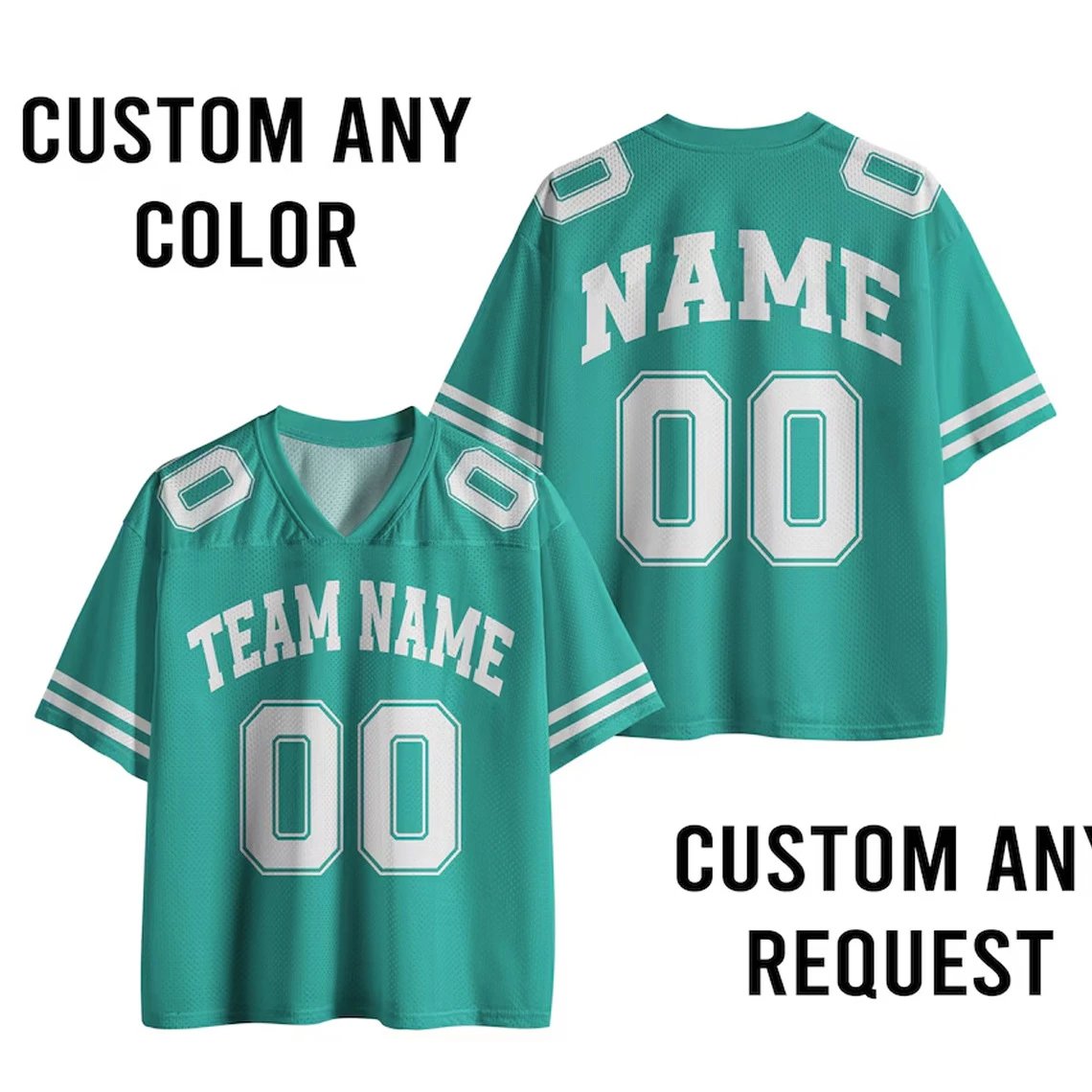 Design Customizable Football Jersey Teal White Jersey