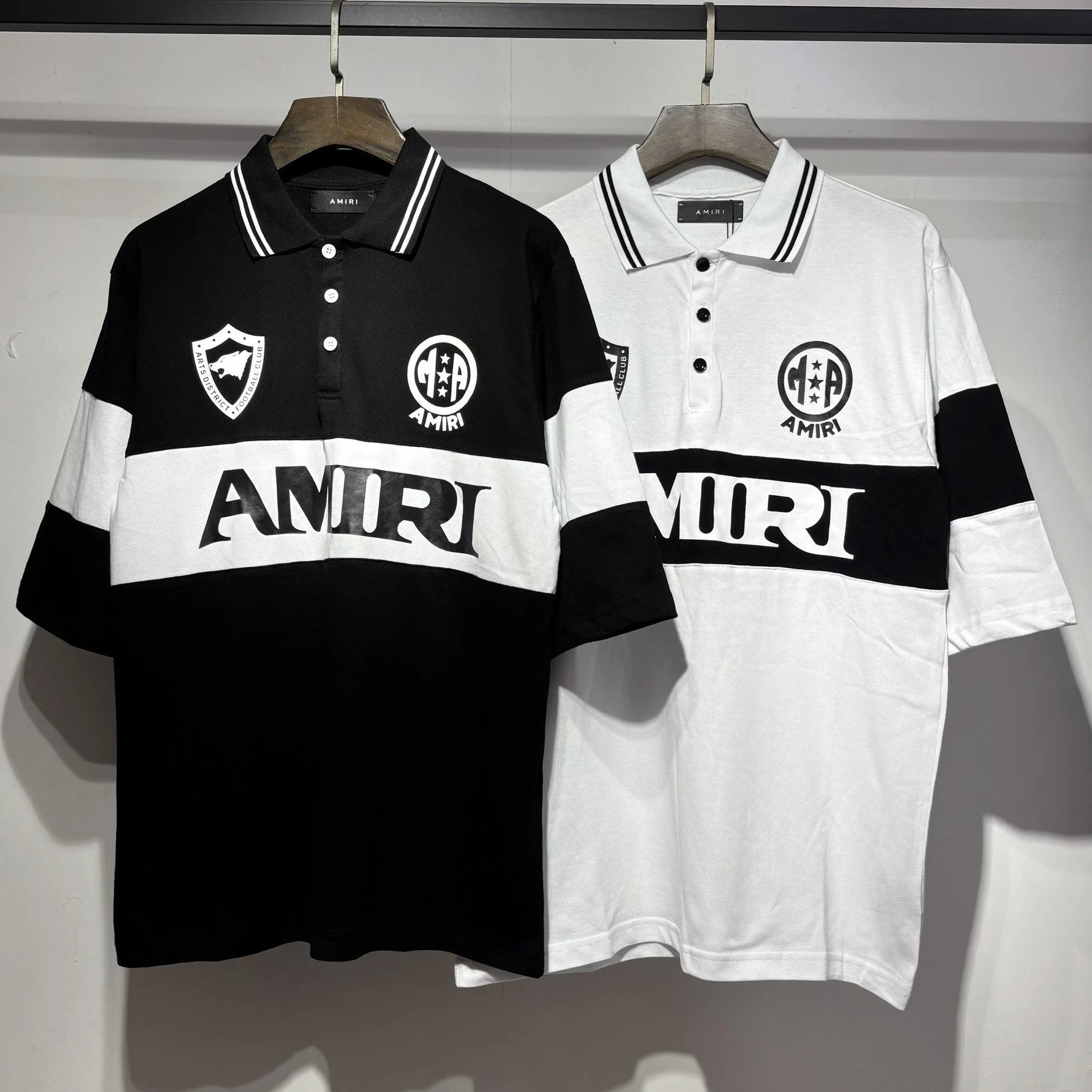 Amiri Polo Shirt Black White Striped Sporty