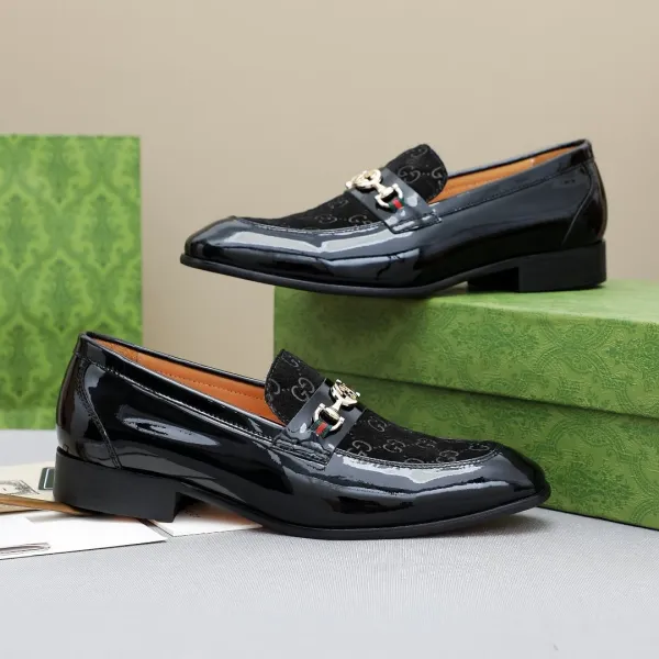 Gucci Horsebit Loafer Black Patent Leather GG Monogram Loafers - 2