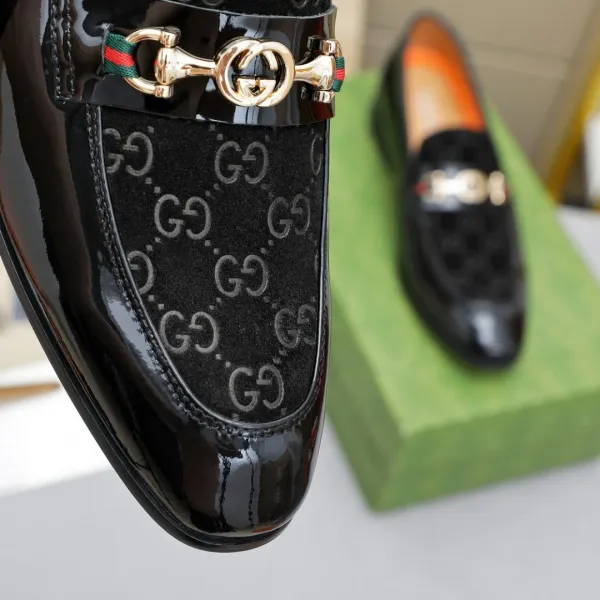 Gucci Horsebit Loafer Black Patent Leather GG Monogram Loafers - 6