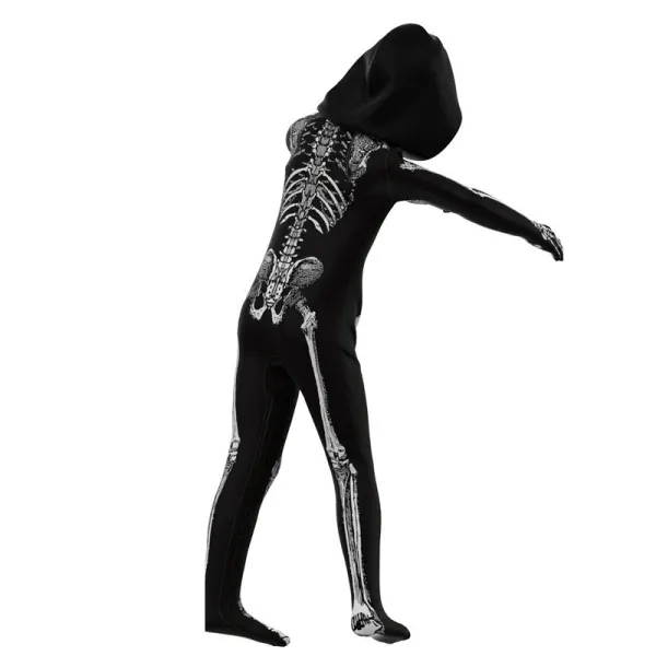 Design Skeleton Hooded Jumpsuit Black Costume Clothing - 2