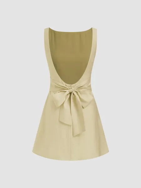 Design Sleeveless Square-Neck Ruched Mini Dress Mint Green - 28