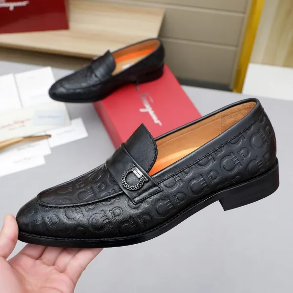 Salvatore Ferragamo Gancini Loafer Burgundy Leather Shoes - 11