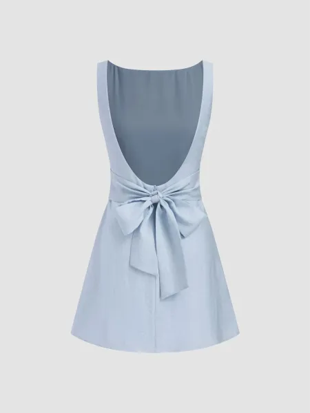 Design Sleeveless Square-Neck Ruched Mini Dress Mint Green - 34