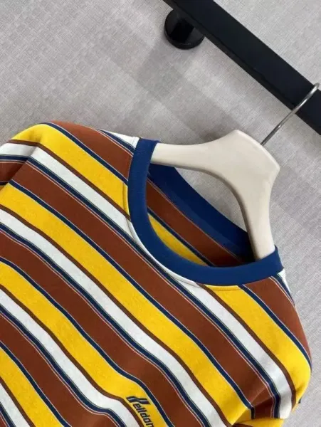 Design Multicolor Striped Ringer Tee with Navy Trim T-Shirt T-Shirts - 6