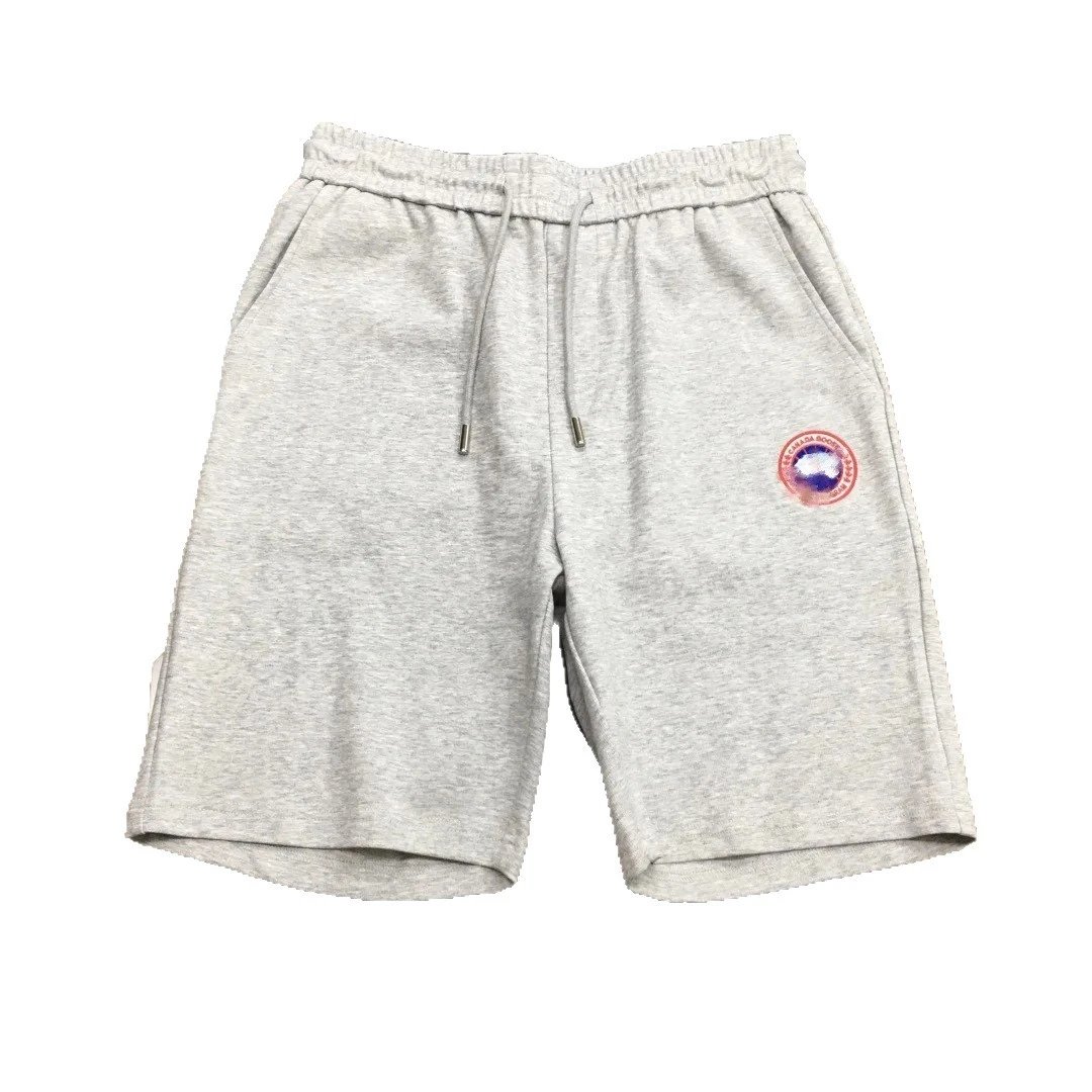Canada Goose Logo Embroidered White Gray Black Casual Sweat Shorts