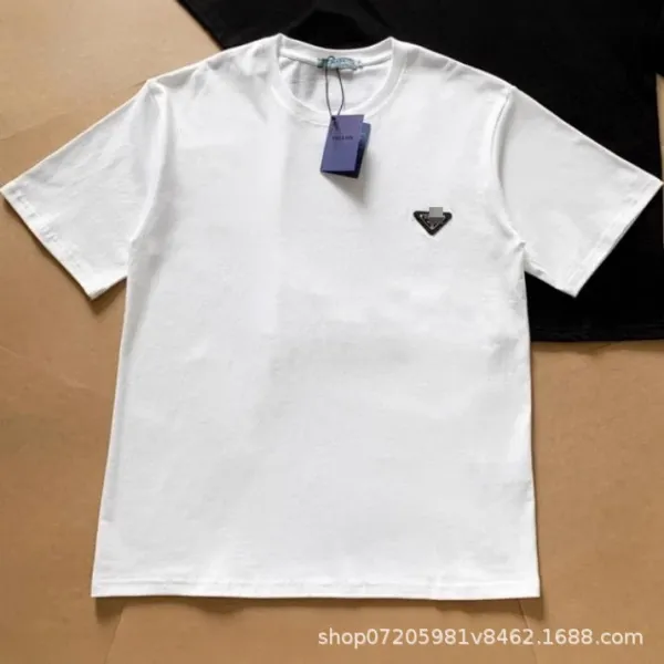 Prada Re-Nylon Triangle Logo White T-Shirt - 6