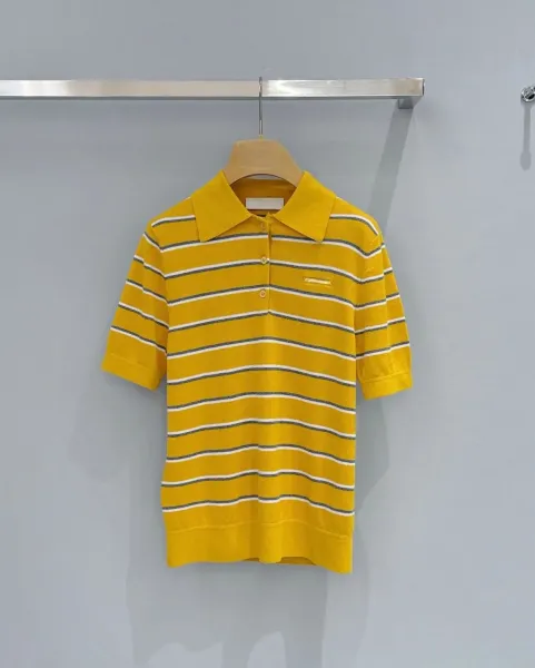 Design Striped Yellow Polo Shirt Tops Polo - 3