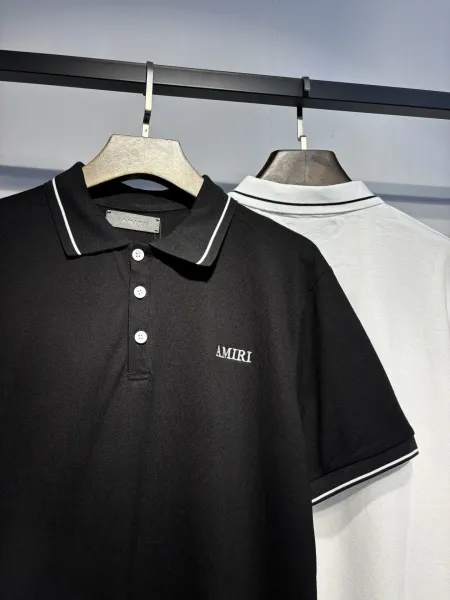 Design Logo Embroidered Black Polo with White Trim Polo Shirt - 10