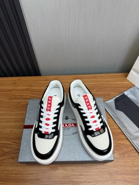 Prada Re-Nylon Sneakers White Red Mesh Sneakers - 3