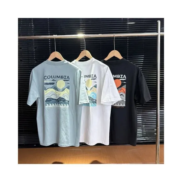 Design Columbia Graphic Mountain Print T-Shirt Light Blue T-Shirt T-Shirts - 7