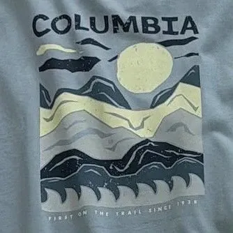 Design Columbia Graphic Mountain Print T-Shirt Light Blue T-Shirt T-Shirts - 30