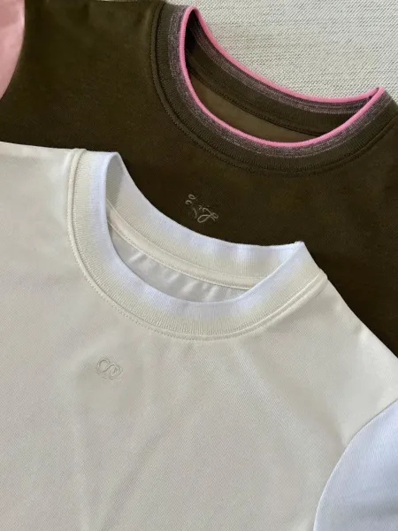 Design Color-Block Crew Neck T-Shirt Olive Pink - 5