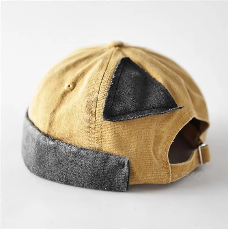 Design Patchwork Denim Baseball Cap Pink and Gray Hats - 8