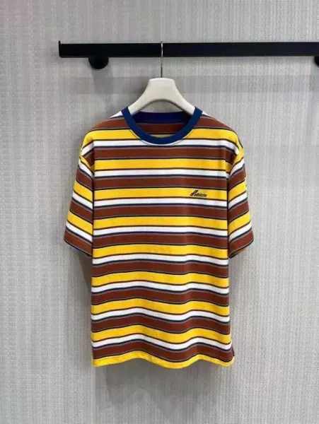 Design Multicolor Striped Ringer Tee with Navy Trim T-Shirt T-Shirts - 8