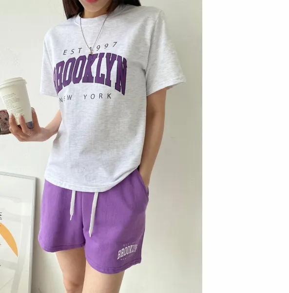Design Brooklyn EST 1997 Arch Logo T-Shirt and Shorts Set Orange Sets - 6