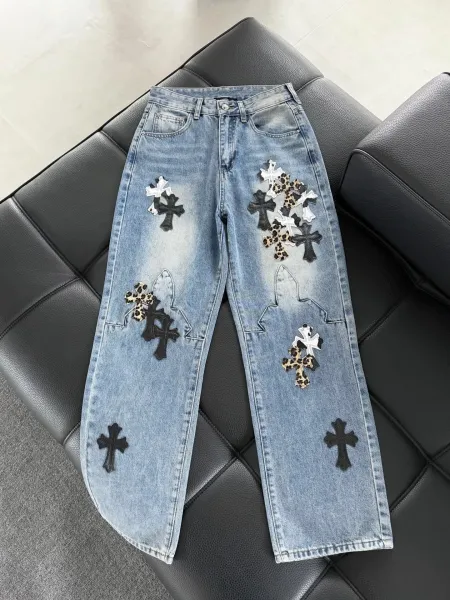 Chrome Hearts Cross-Embellished Distressed Straight-Leg Jeans - 1