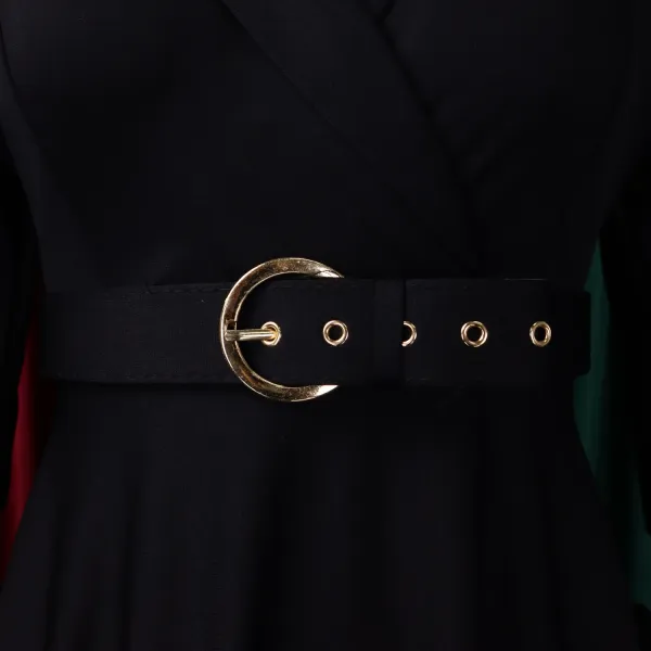 Design Trench-Style Wrap Dress in Navy with Belt - 21