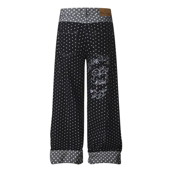 Design RINDI Polka Dot Wide-Leg Jeans Black Jeans - 5