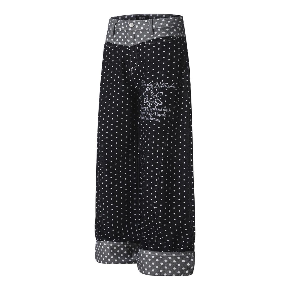Design RINDI Polka Dot Wide-Leg Jeans Black Jeans