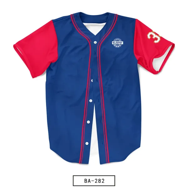 Design BA-282 Baseball Jersey Navy Red - 1